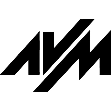 Schwarze stilisierte Buchstaben A und M mit diagonalen Linien auf weißem Hintergrund.