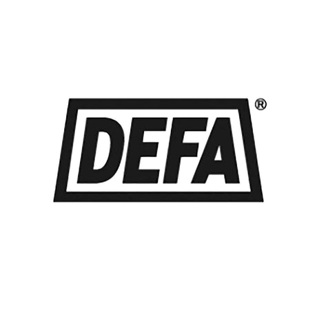 Schwarzes und weißes DEFA-Logo mit fetten schwarzen Buchstaben innerhalb eines rechteckigen Rahmens auf weißem Hintergrund.