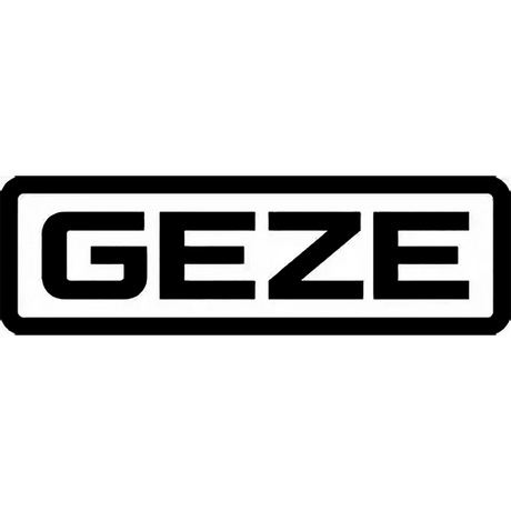 Schwarzes und weißes GEZE Logo mit fetten Großbuchstaben innerhalb eines rechteckigen Rahmens.