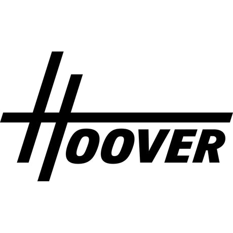 Stilisiertes schwarzes Hoover-Logo mit zwei fetten parallelen Linien, die das H bilden und sich über dem Wort erstrecken.