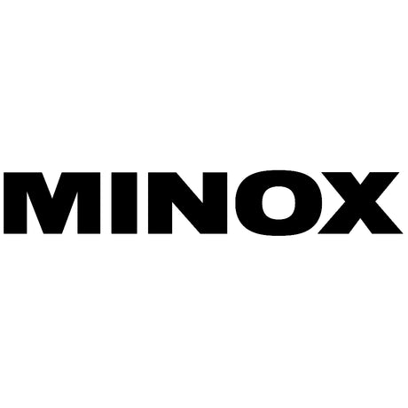 Schwarze, fette Großbuchstaben mit der Aufschrift MINOX auf weißem Hintergrund.