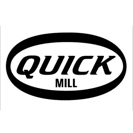 Schwarzes und weißes Logo mit dem Schriftzug QUICK MILL innerhalb eines ovalen Umrisses.