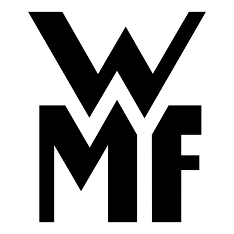 Schwarzes WMF-Logo mit fetten, stilisierten Buchstaben W, M und F, die vertikal auf einem weißen Hintergrund angeordnet sind.