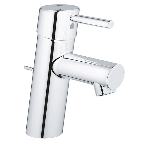 GROHE Concetto Einhand-Waschtischbatterie DN 15 in Chrom mit Zugstangen-Ablaufgarnitur und SilkMove Keramikkartusche