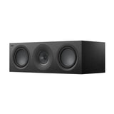 Der KEF Q6 Meta Center-Lautsprecher von KEF ist ein schwarzer, rechteckiger Lautsprecher mit drei runden Fronttreibern und fortschrittlicher Uni-Q-Treibertechnologie für herausragende Klangqualität.