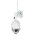 Die Kerbl IPCam SIM FHD ist eine weiße Dome-Sicherheitskamera mit Antenne und Wandhalterung, die über mehrere LEDs um das Objektiv herum verfügt - ideal für die Videoüberwachung von Ställen. Sie bietet flexible Anschlussmöglichkeiten mit einem SIM-Karten-Slot. Marke: Kerbl.