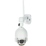 Die Kerbl IPCam SIM FHD ist eine weiße Dome-Sicherheitskamera mit Antenne und Wandhalterung, die über mehrere LEDs um das Objektiv herum verfügt - ideal für die Videoüberwachung von Ställen. Sie bietet flexible Anschlussmöglichkeiten mit einem SIM-Karten-Slot. Marke: Kerbl.